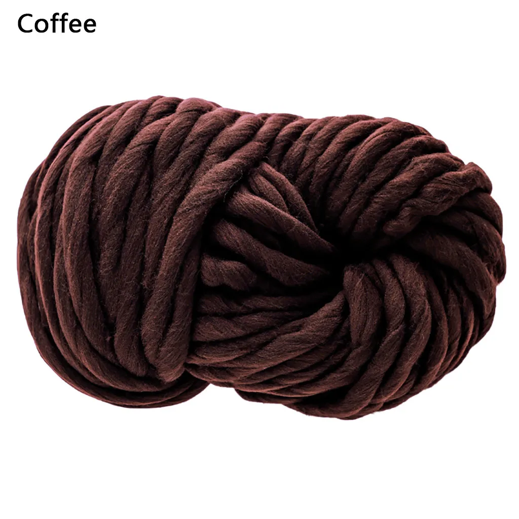 Толстый мягкий шерстяной пряжа шарф вязаная Толщина теплая шапка товары для дома супер толстая натуральная шерсть хлопок нить прядение - Цвет: Coffee
