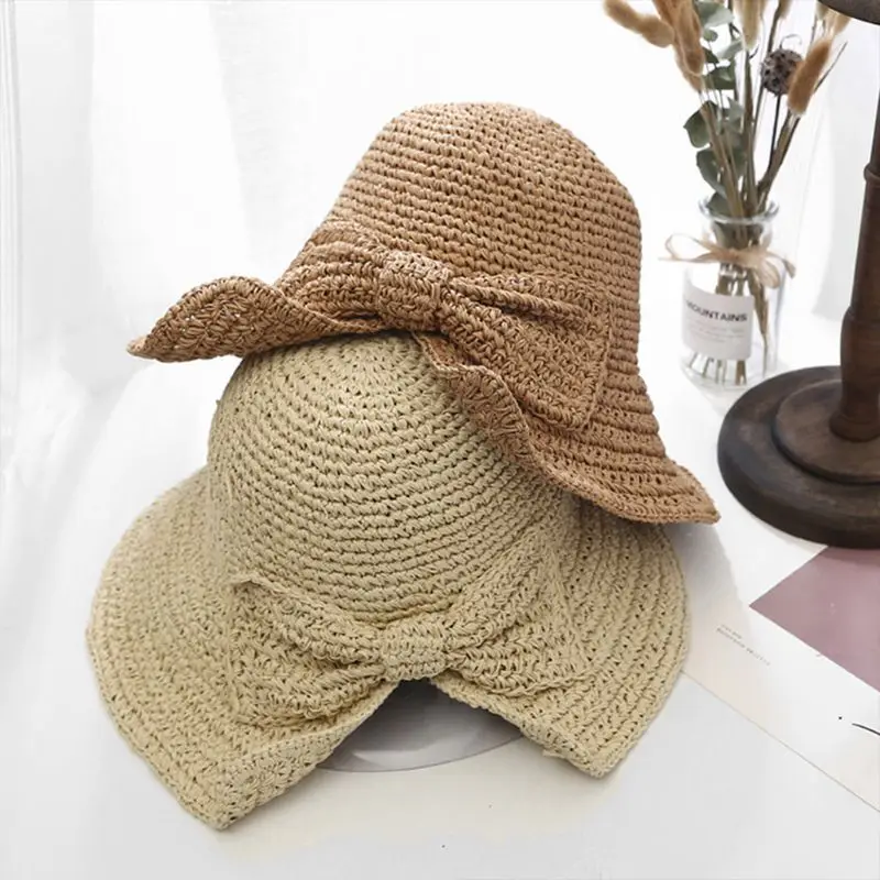 THINKTHENDO Fashion Simple Women Summer Sun Hat Handmade Straw Beach Seaside Hats