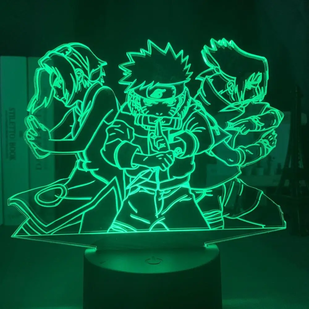 Светодиодный ночник с аниме Наруто Узумаки командный 7 дюймов Sasuke Kakashi Hatake