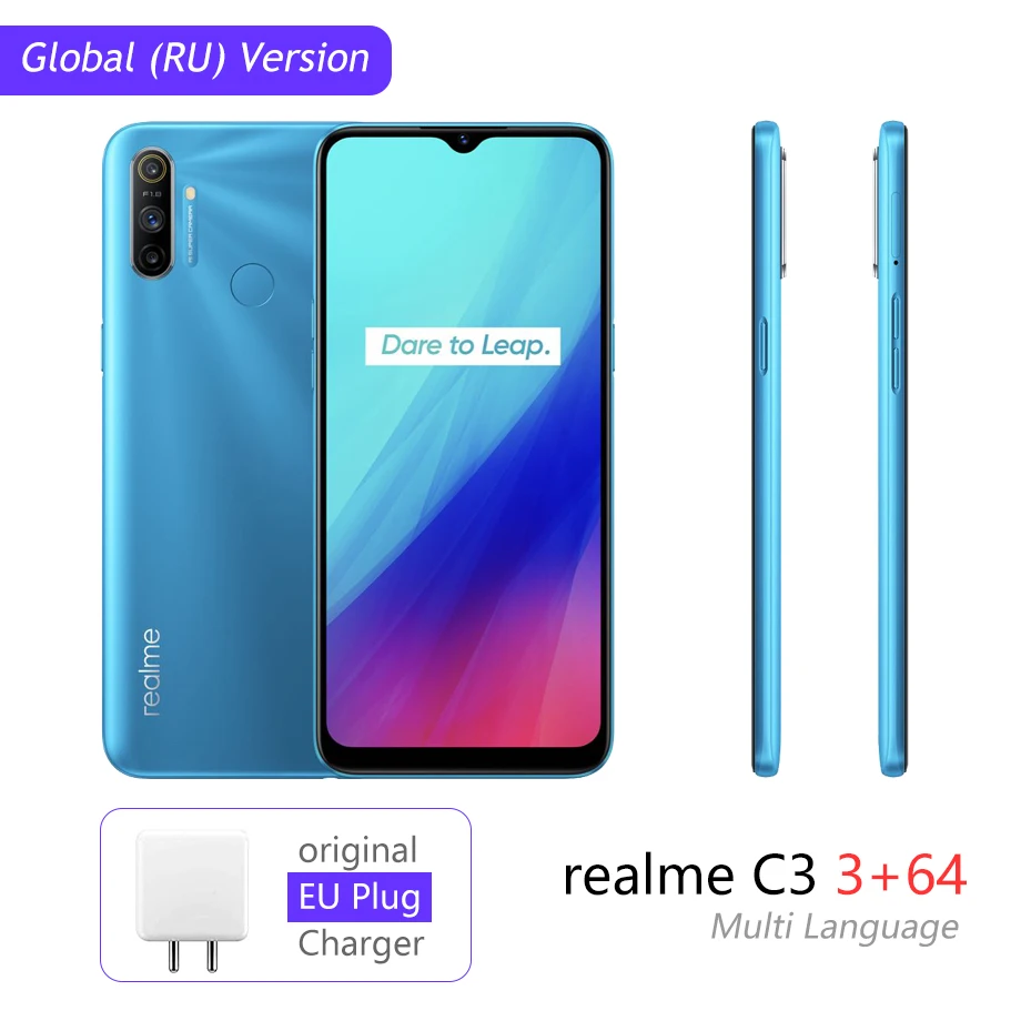 Realme C3 Global Version Smartphone 3GB 32/64GB 5000mAh Helio G70 Processor 12MP AI Dual Camera Fullscreen NFC Android phones