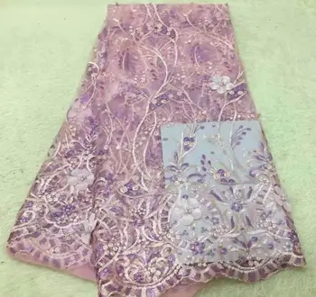 

Nigerian Lace Fabrics For Wedding 2019, African French Lace Fabric High Quality Lace, Multicolor Lace With beads Pink
