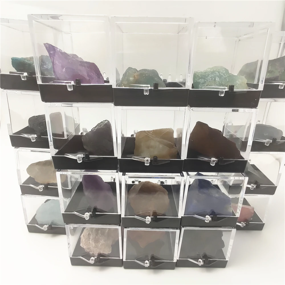 Natural Various Ores Collection of Gemstone Clear Box Quartz Crystal Mineral Specimen Energy Stones Collectible Jewelry Making | Дом и сад