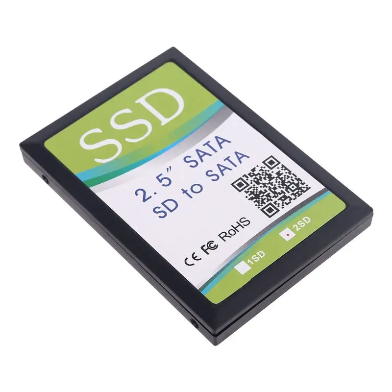 

2020 New 2 Port Dual SD SDHC MMC RAID to SATA Adapter Converter with Enclosure Case for Any Capacity SD Card Universal High Qual