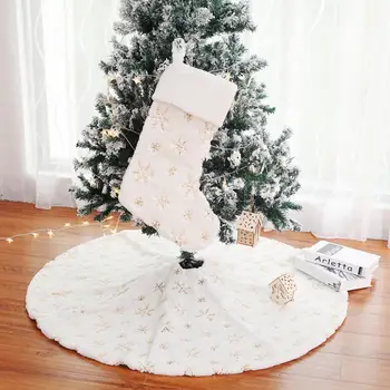 

Christmas Tree Skirt High-grade Plush Sequins Embroidered White Tree Skirt Carpet Christmas Decorations New Year Home Decor