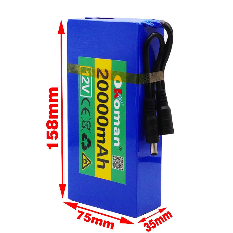 Высокое качество супер перезаряжаемый портативный 12v 20000mAh литий ионный