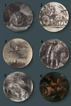 

Sales Eugene Delacroix Painting Decorative Plates Ceramic Home Artistic Dish Hotel Background Display Stormy Boat Painting Plate