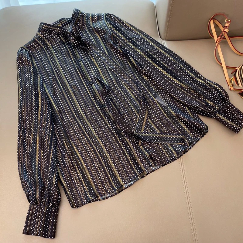 

High Quality Office silk Tops 2019 Summer Runway pink Blouse Letter Print Turn-Down Collar Working Shirts