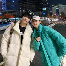 

Winter Thick Pleated Jacket Men Fashion Casual Couple Stand-up Collar Coat Men Loose Short Coat Mens Multicolor Outwear Jackets