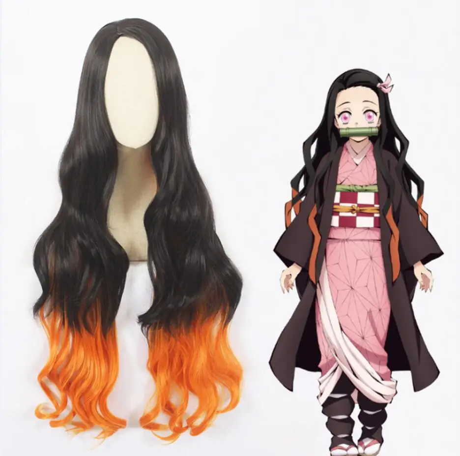 Nezuko wig Аниме Костюм демон убийца Косплей Tanjirou Kamado Косплей Костюм Kimetsu no Yaiba Мужчины кимоно костюм Хэллоуин - Цвет: Nezuko wig