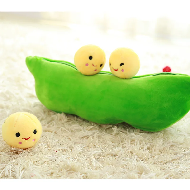 25cm Kawaii Children Stuffed Plants Peas Pillows Pod-shaped Doll Plush Toy Gift 