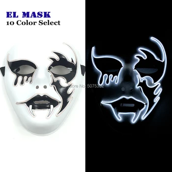 

Hand-Painted Terror EL Mask Female Ghost Light Up Flashing Mask Horror Scary Led Mask For Halloween Dark Hallway