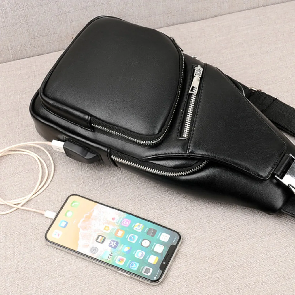 Мужские сумки через плечо, Мужская нагрудная сумка с USB, дизайнерская сумка-мессенджер, кожаная сумка через плечо, диагональная посылка, новинка, рюкзак для путешествий