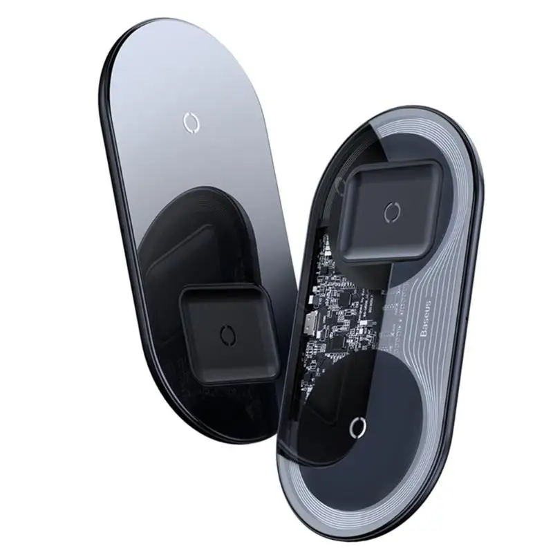 Baseus15W двойное зеркало тип-c Беспроводная Быстрая зарядка док-станция для iPhone 11 Pro Max X XS для samsung Galaxy Note 10 Plus