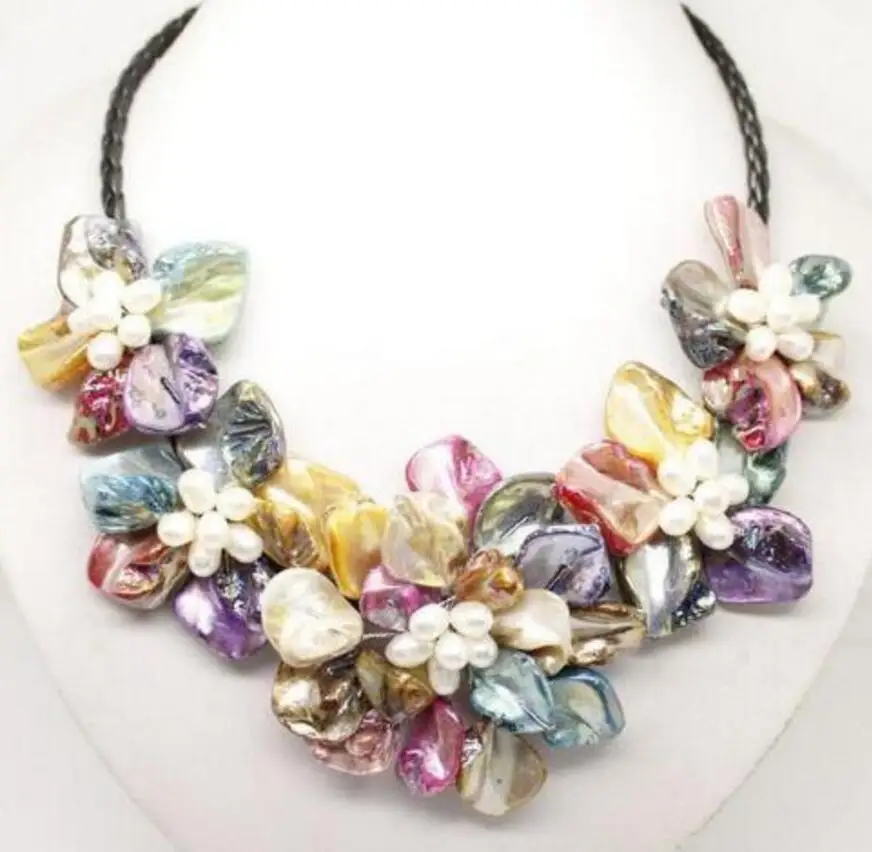 Бесплатная доставка ожерелье 18 дюймов с разноцветными объемными цветами ручной