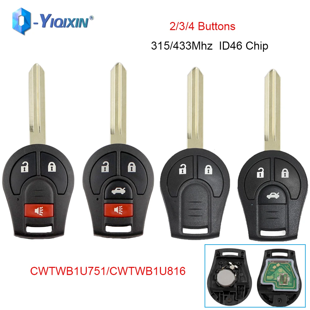 YIQIXIN Car Key For Nissan Altima March Qashqai Sunny Sylphy Tiida CMIIT Juke Transmiter CWTWB1U751 ID46 Smart Remote CWTWB1U816