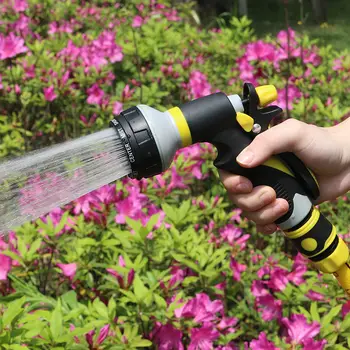 

ABS 8 Way Pattern Hose Spray Nozzle High Pressure Garden Watering Car Wash Pets Shower Bathroom Cleaning