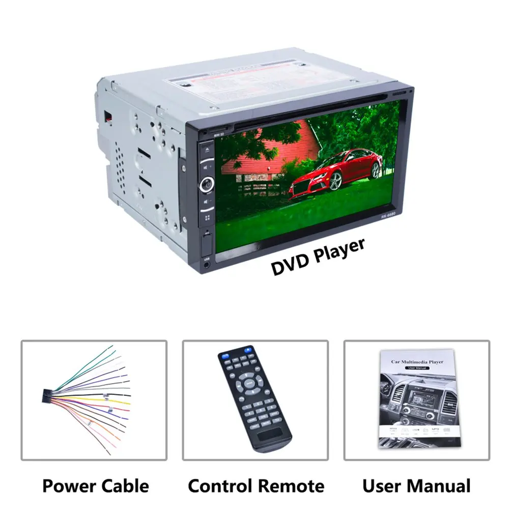 

Universal DC12V Full HD1080P 6.95-inch 2DIN Car Multimedia CD DVD Player Steering Wheel Control FM Radio Bluetooth RK-6680