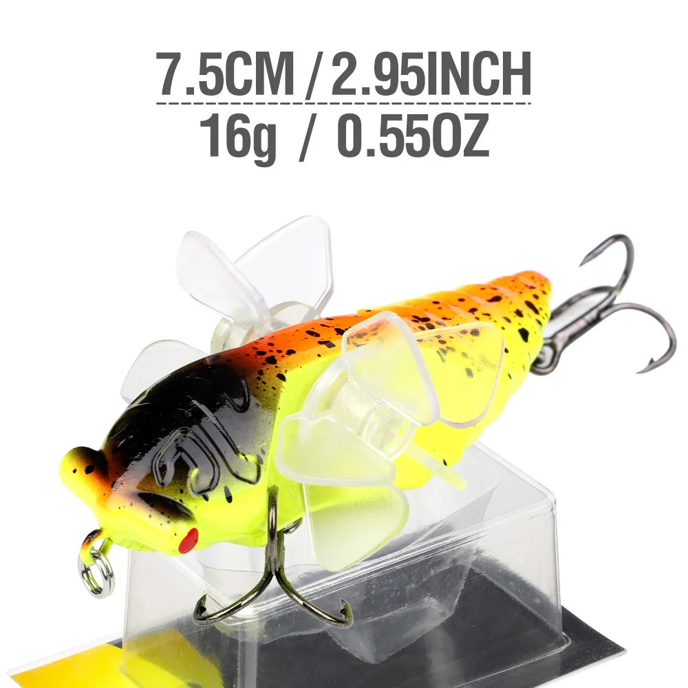 DONQL 1 шт. насекомое Цикада приманка для рыбы 7,5 см 16 г кренкбейт вращается пропеллер приманка для карповых плавающая верхушка жесткие приманки - Цвет: Model 5