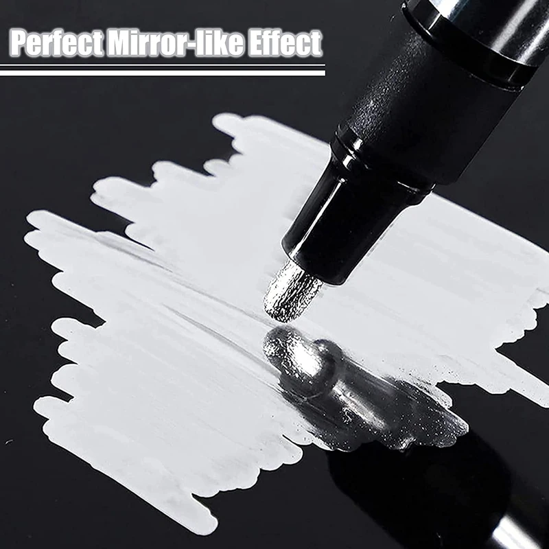 Haile Liquid Mirror Marker Silver Markers Pen DIY Reflective Paint Pens Mirror Markers Chrome Finish Metallic Art Craftwork Pen