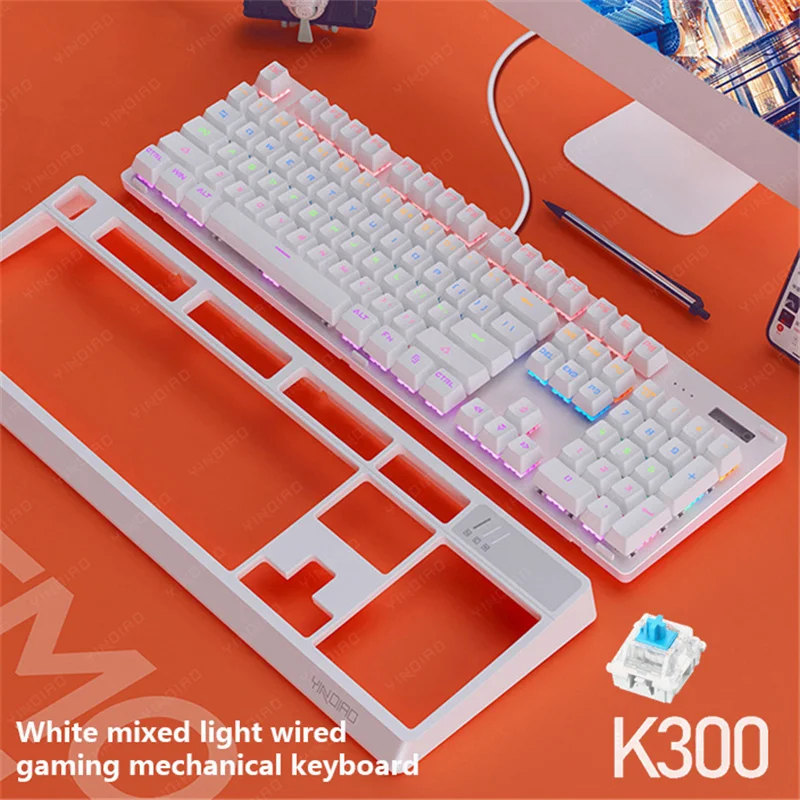 K wired New key detachable panel real mechanical ke hybrid white backlit green axis USB interface g_voghion.com