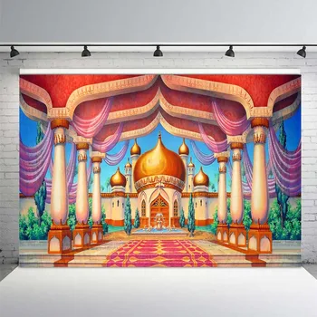 

Cartoon Princess Backdrop Castle Photo Background for Girl Birthday Party Banner