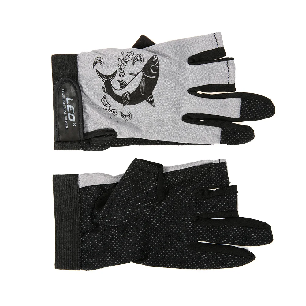 1 Pair 3 Fingerless Fishing Gloves Breathable Quick Drying Anti-slip Cycling Camping Running