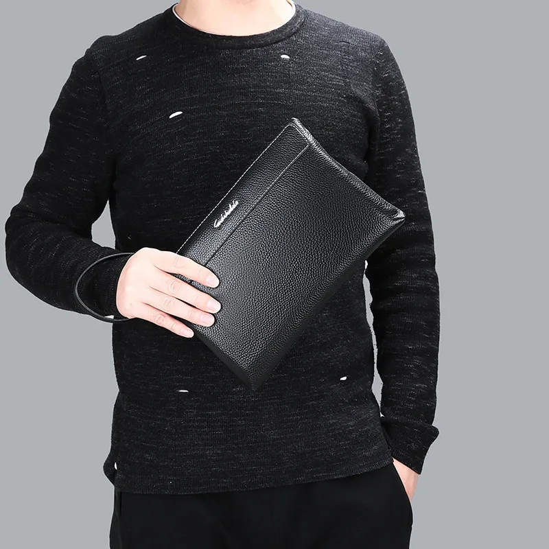 

Men Envelope Clutch Full-grain Leather Soft Leather Genuine Leather Business Clutch Bag Large Capacity Handbag Men's