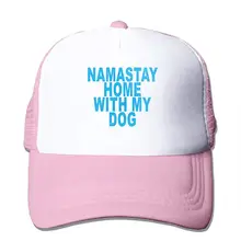 Бейсболка в сеточку с надписью «Namastay at Home with My Dog», унисекс, кепка В Стиле Дальнобойщика, розовая