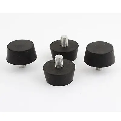 

4 Pcs Rubber Screw On Type M10 40mm Head Diameter Handle Knob Black