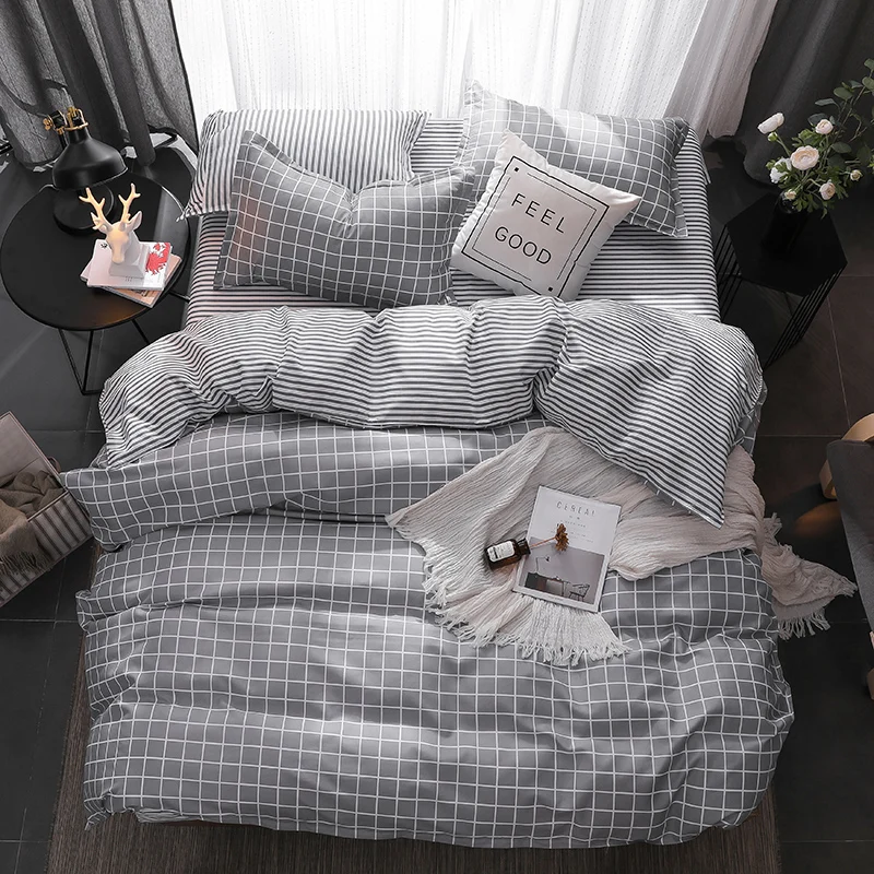 Футболка с изображением персонажей видеоигр серый Фламинго постельного белья 3/4 шт. геометрический узор кровать подкладки: пододеяльник, простынь, наволочки для подушек, постельный комплект для одеяла