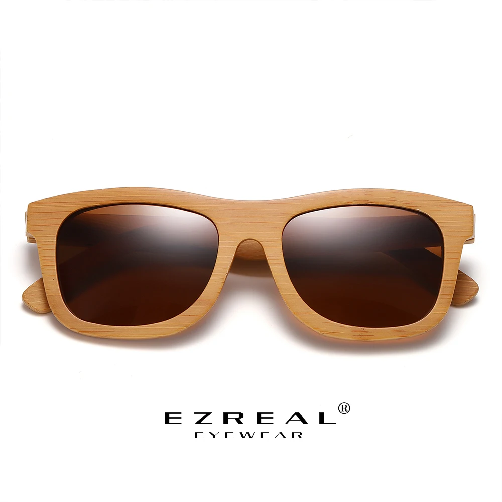 

EZREAL Natural Wooden Sunglasses Handmade Polarized Mirror Fashion Bamboo Eyewear sport glasses S1725
