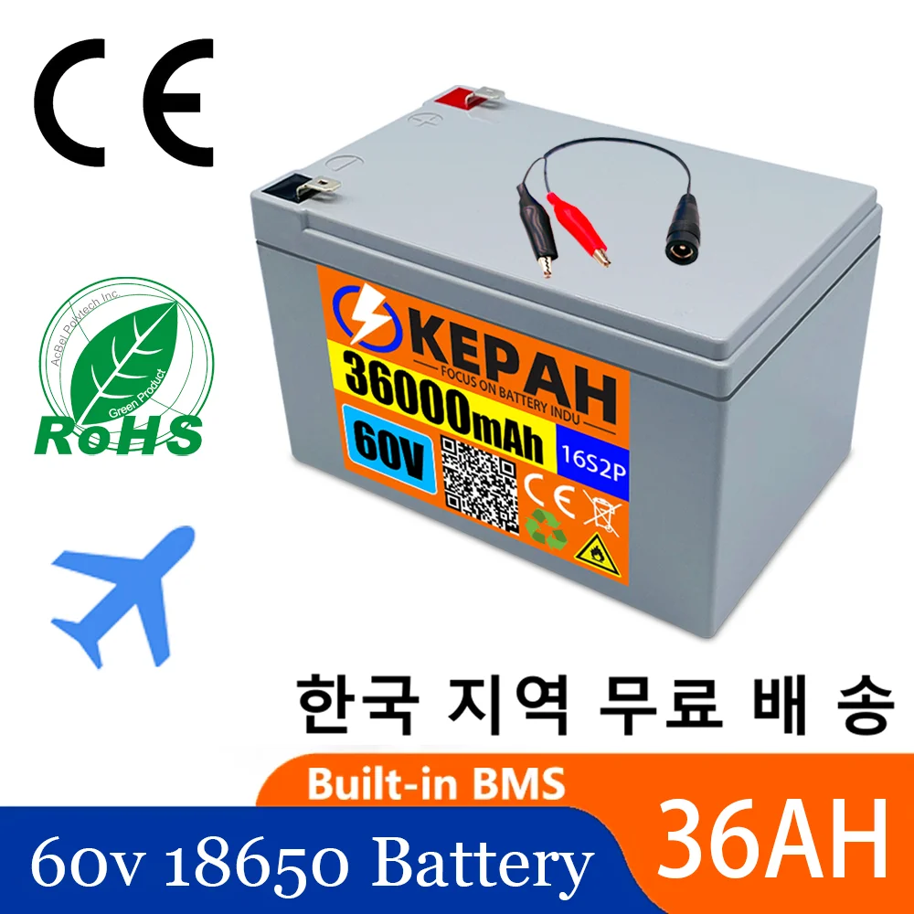 60V 16s2p 36ah 18650 комплект литий-ионный батарей 67 2 v 36000mah eBike Электрический велосипед