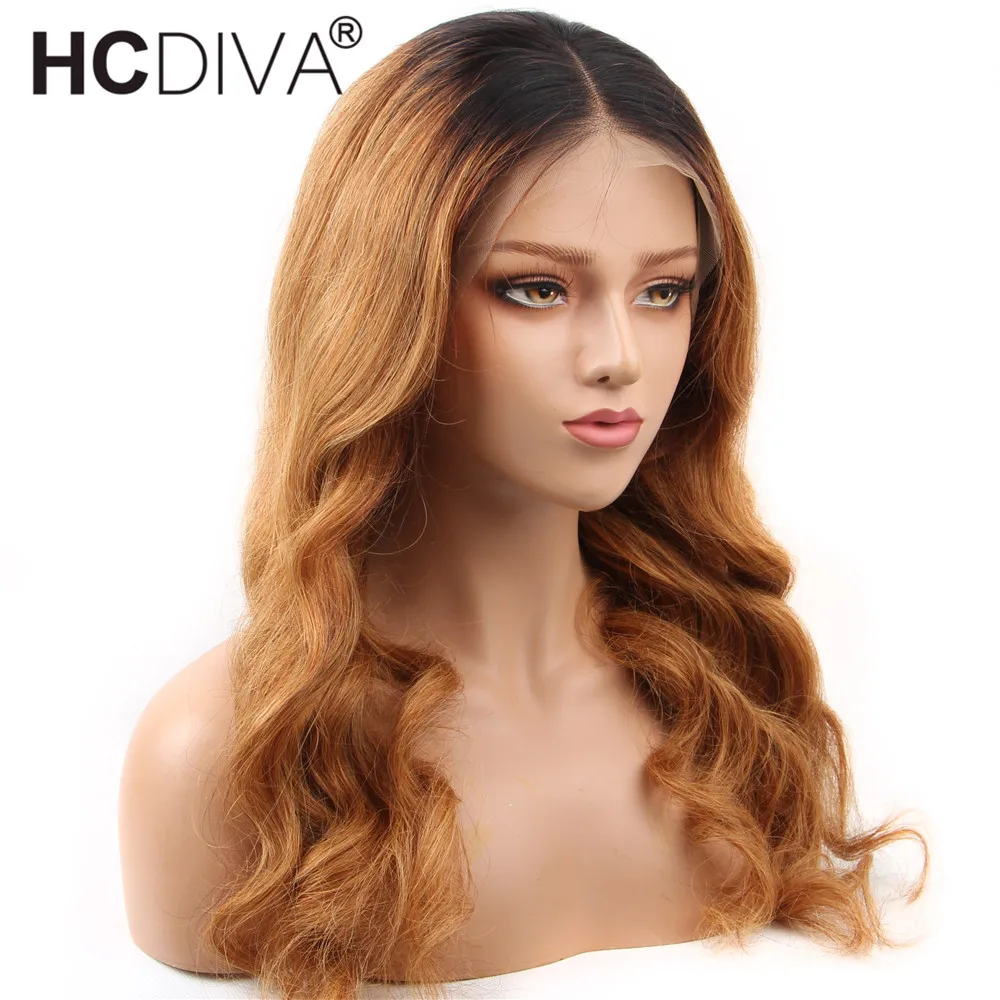 Ombre 1B/27 Body Wave Lace Front Wig Brazilian Remy Human Hair Wig 13*4 Ombre Lace Front Wig For Women PrePlucked With Baby Hair