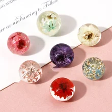 

10pcs Transparent round resin drop glue inlaid with dry flower patch DIY handmade jewelry earring accessories materials