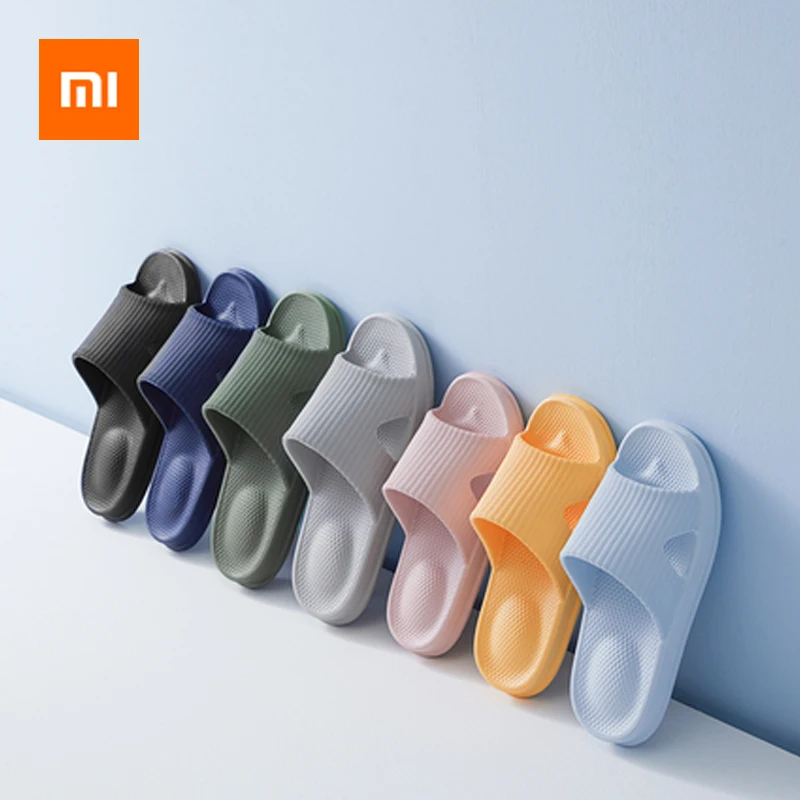  Мужские и женские слиперы Xiaomi, летние Слиперы на плоской подошве, повседневные слиперы для ванной, массажные шлепанцы в горошек 