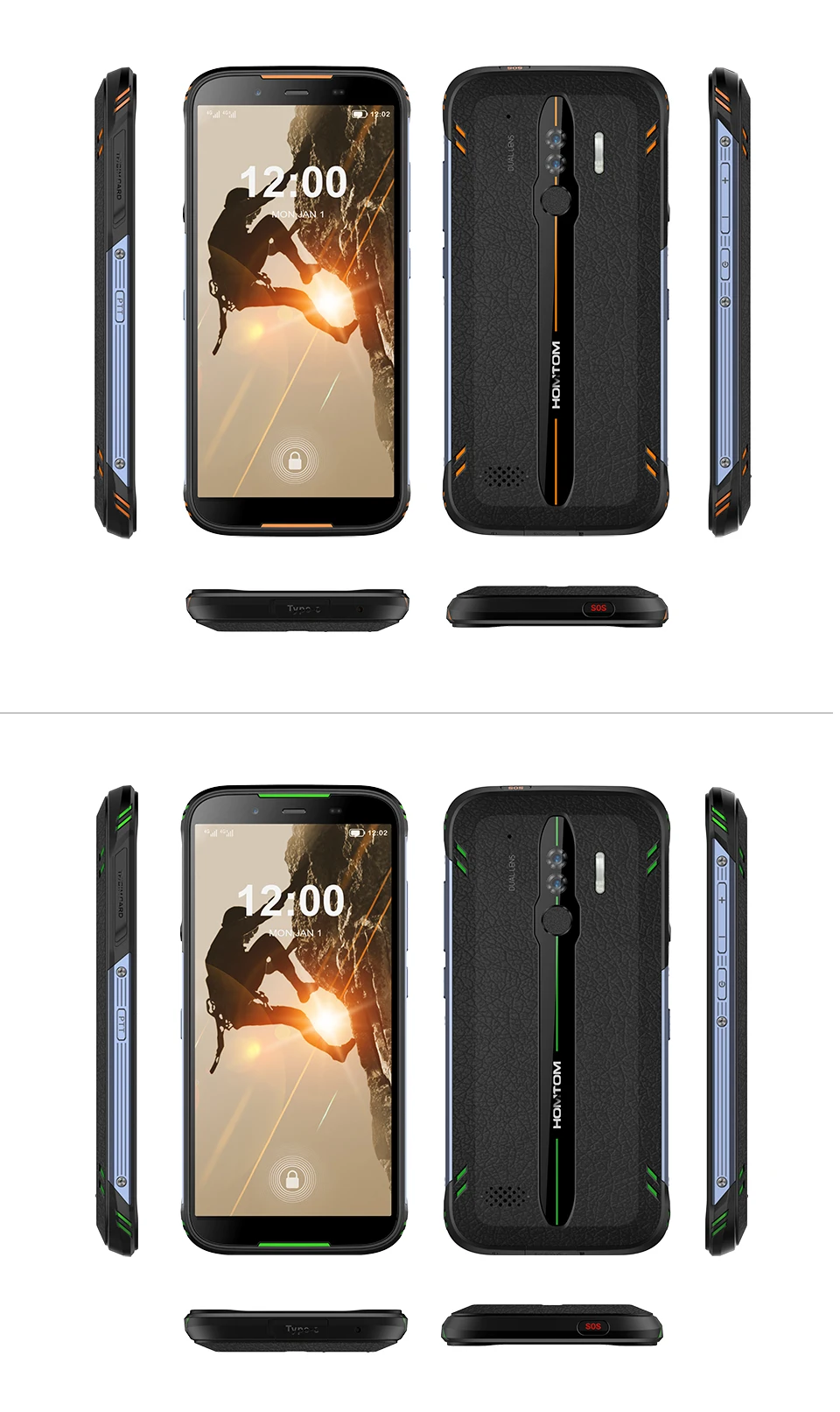 HOMTOM HT80 IP68 водонепроницаемый смартфон 4G LTE Android 10 5," 18:9 HD+ MT6737 NFC Беспроводная зарядка SOS мобильный телефон