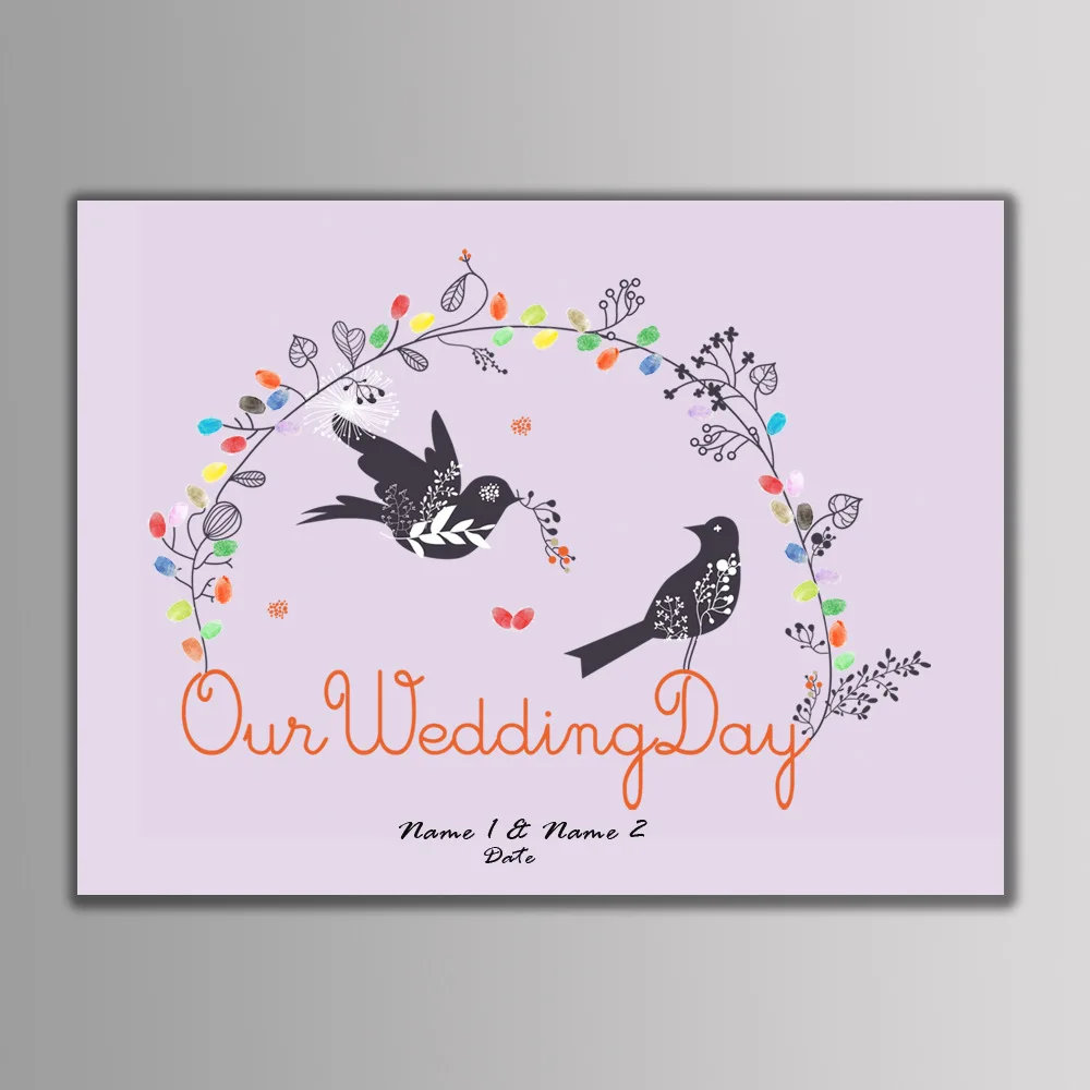 Свадебный Гость книга персонализированные подарки на свадьбу для гостей Lovebird дерево с отпечатками пальцев живопись вечерние украшения Livre D'or Mariage