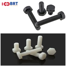 

50pcs M2 M3 M4 Metric Threaded Black White Nylon Plastic Hex bolts PA66 plastic Screw Bolt length 5mm-25mm