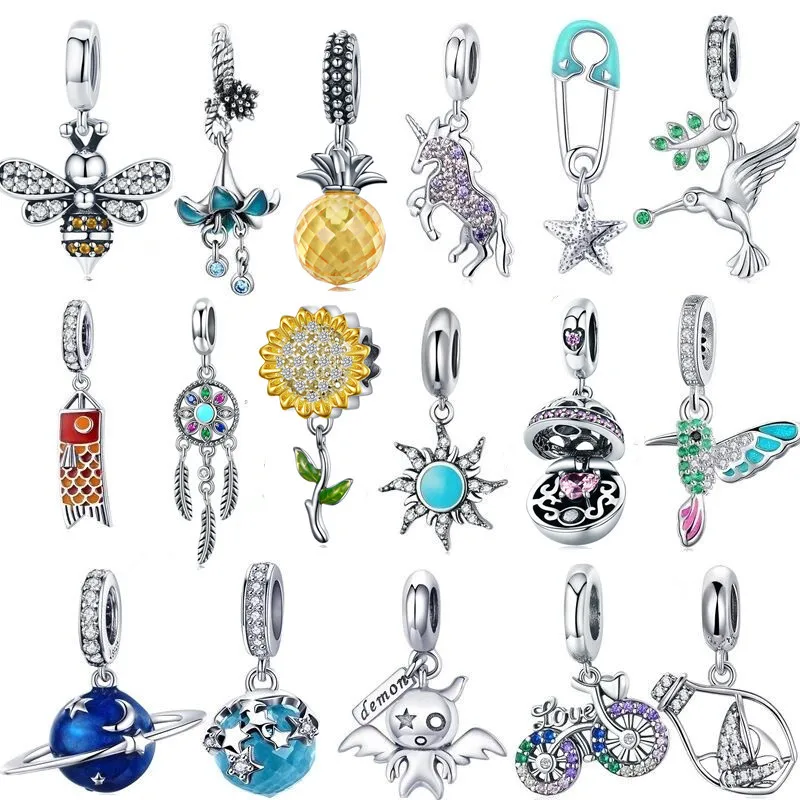Fashion 925 Silver Crystal parrot Charm European Beads Fit Necklace Bracelet ！！ 