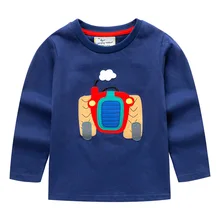 Футболка с длинными рукавами и вышитым рисунком для мальчиков; коллекция года; детская одежда; стиль; универсальная рубашка из чистого хлопка; детская футболка; сезон лето