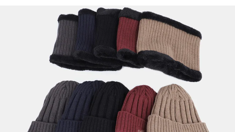 2019 кленовый лист Мужская зимняя шапка, шарф из 2 предметов, Мужская и Женская Полосатая хлопковая шапка, теплая вязаная шапка, шарф, набор