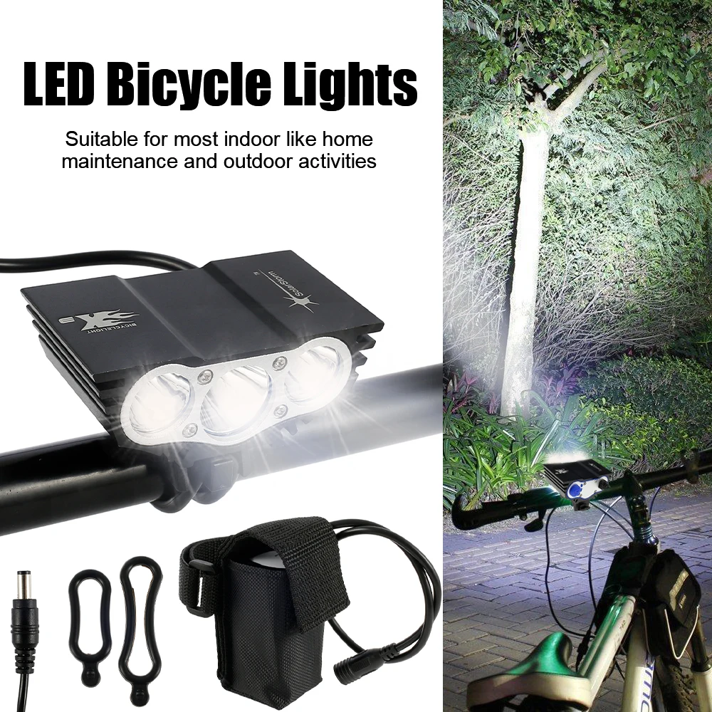 Bike Light 3 x XML T6 LED 12000 Lm Modes Bicycle Front Lamp Headlight USB Rechargeable Cycling Torch Flashlight | Спорт и