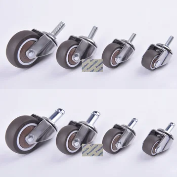 

5Pcs Ball Bearing Universal Castor Caster TPE Wheels Brake Trolly Chair 1" 1.25" 1.5" 2" Card Spring Pin Threaded Bolt