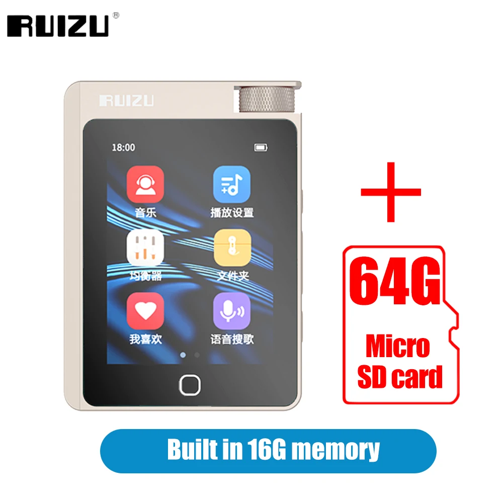 RUIZU A55 16G HiFi Lossless Music Player With Bluetooth 5.0 Support EQ Equalization Adjustment MP3 Mini Portable Sport Walkman 