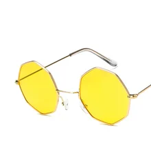 Женские поляризованные солнцезащитные очки Polygon линзы прозрачные солнцезащитные очки Винтажные Солнцезащитные очки шестиугольная металлическая оправа модные аксессуары