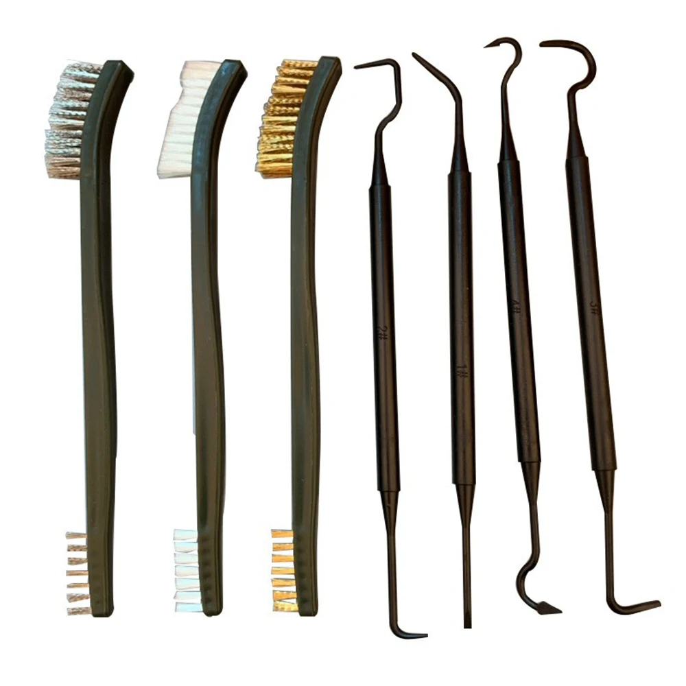 

Tactical 3pcs Steel Wire Brush and 4pcs Nylon Pick Set Gun Rifle Cleaning Kit Portable Tools for Hunting Military Accessories