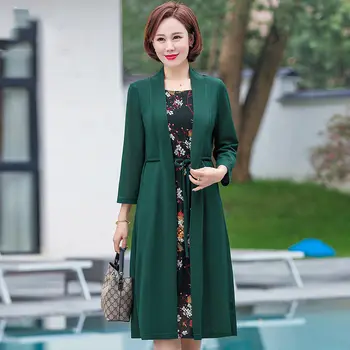 

Spring New Middle-aged Mother Dress Temperament Large Size Women Autumn Fashion Floral Patchwork Lace Up Dress XL-5XL Robes K247