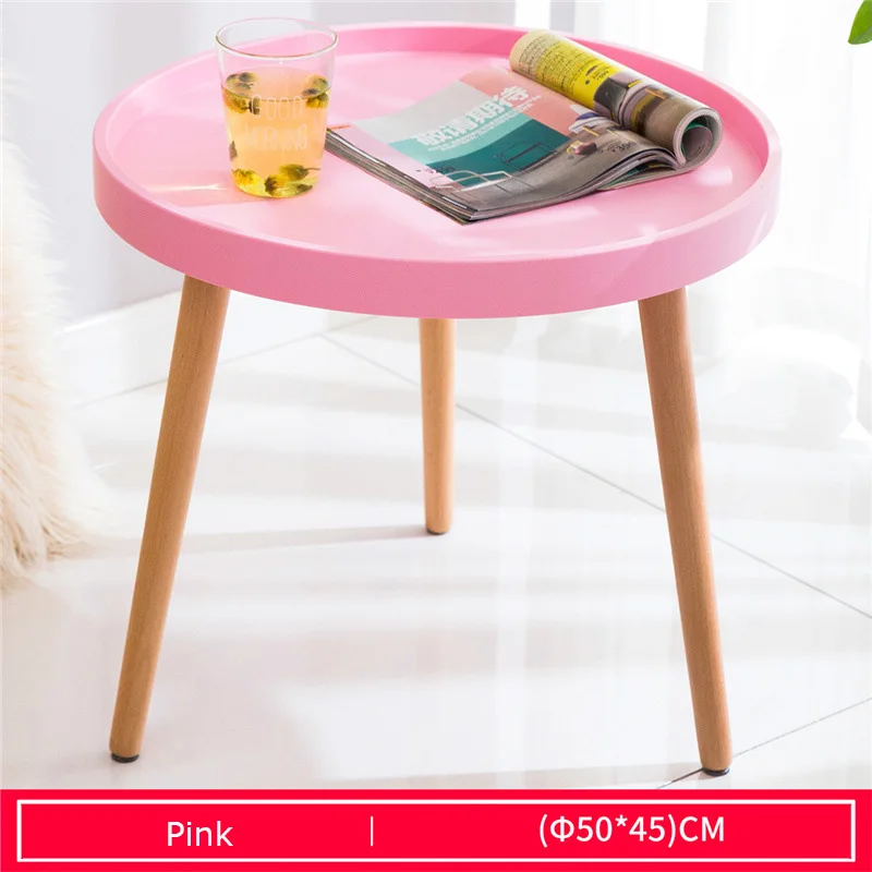 Деревянный милый журнальный столик несколько цветов обеденный стол Модный Круглый чайный столик с поднятый край для мебели скандинавского стиля - Цвет: Pink