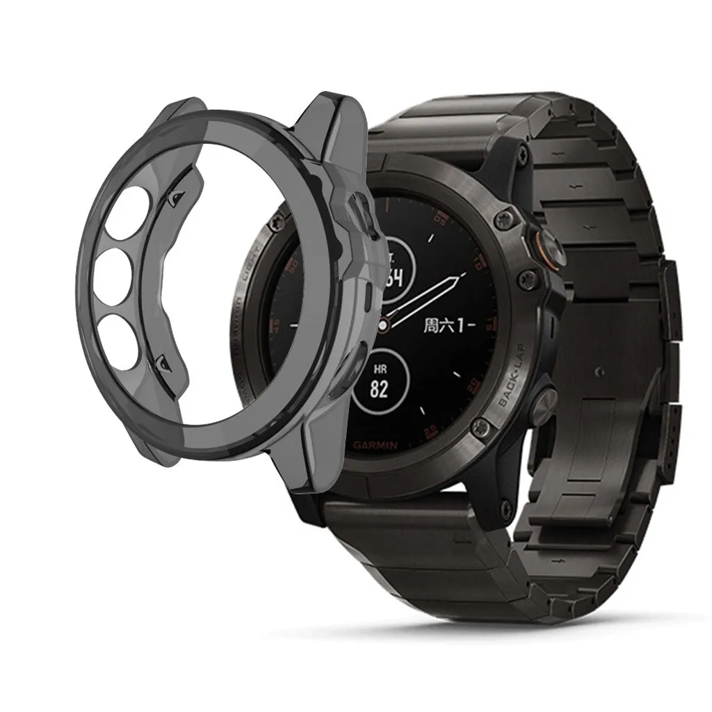 Мягкий ультра-тонкий кристально чистый ТПУ защитный чехол для Garmin Fenix 5X Смарт-часы защитные аксессуары для Fenix 5 X - Цвет: BK