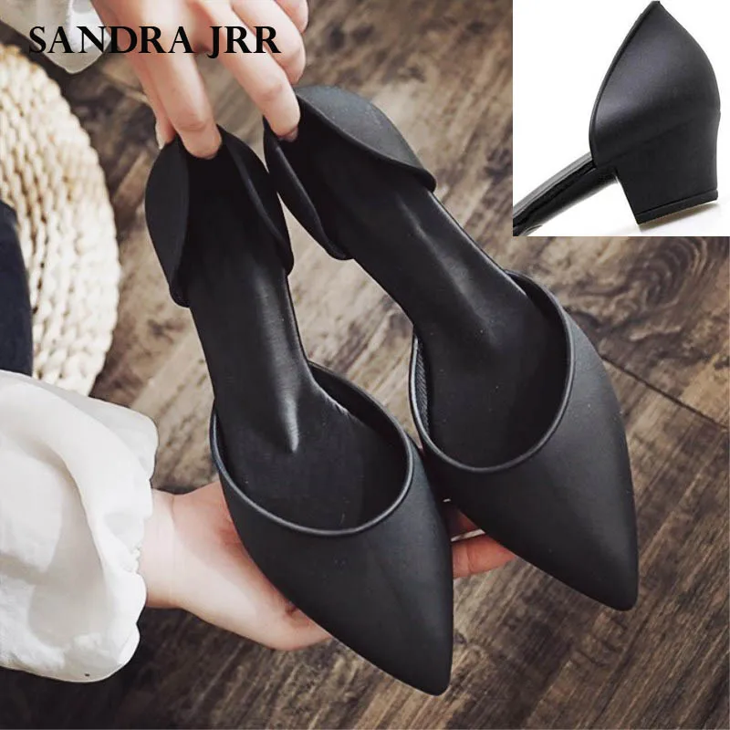 

SANDRA JRR Women Jelly Heels Shoes Mid Square Heel Pointy Toe Slip On Spring Summer Pumps Lady Sandals Office Work Rain Shoes